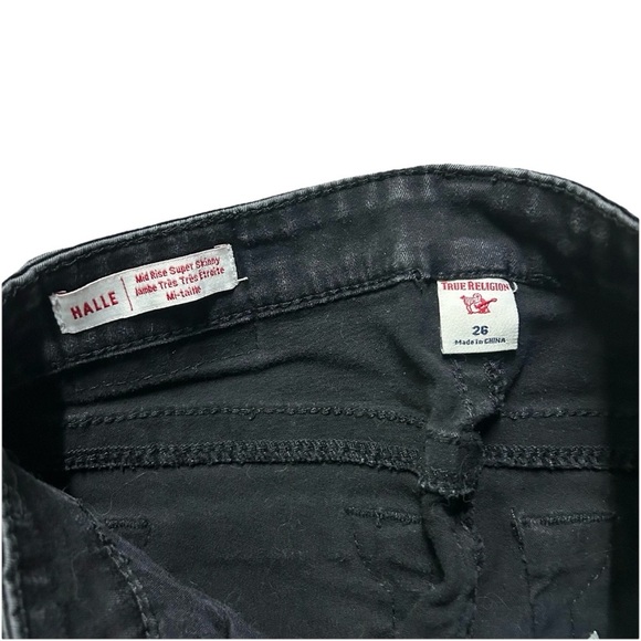 Women’s True Religion Halle Mid Rise Super Skinny Black Jeans Size 26 - Picture 4 of 4
